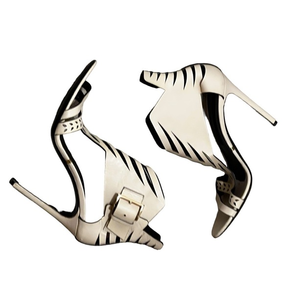 Gianmarco Lorenzi Shoes - Gianmarco Lorenzi Perforated Caged Heels Stiletto Italy Leather Open Toe 7.5